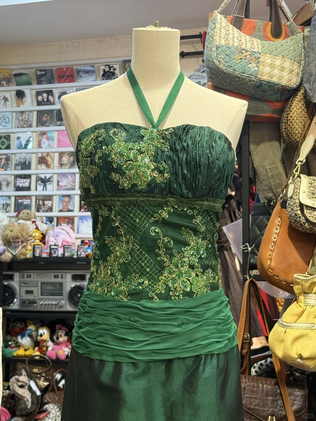 Green Gorgeous Fashion Vintage Exquisite Floral Beads Elegant Long Backless Satin Ball Gown Evening Dress Party Dress gh4141