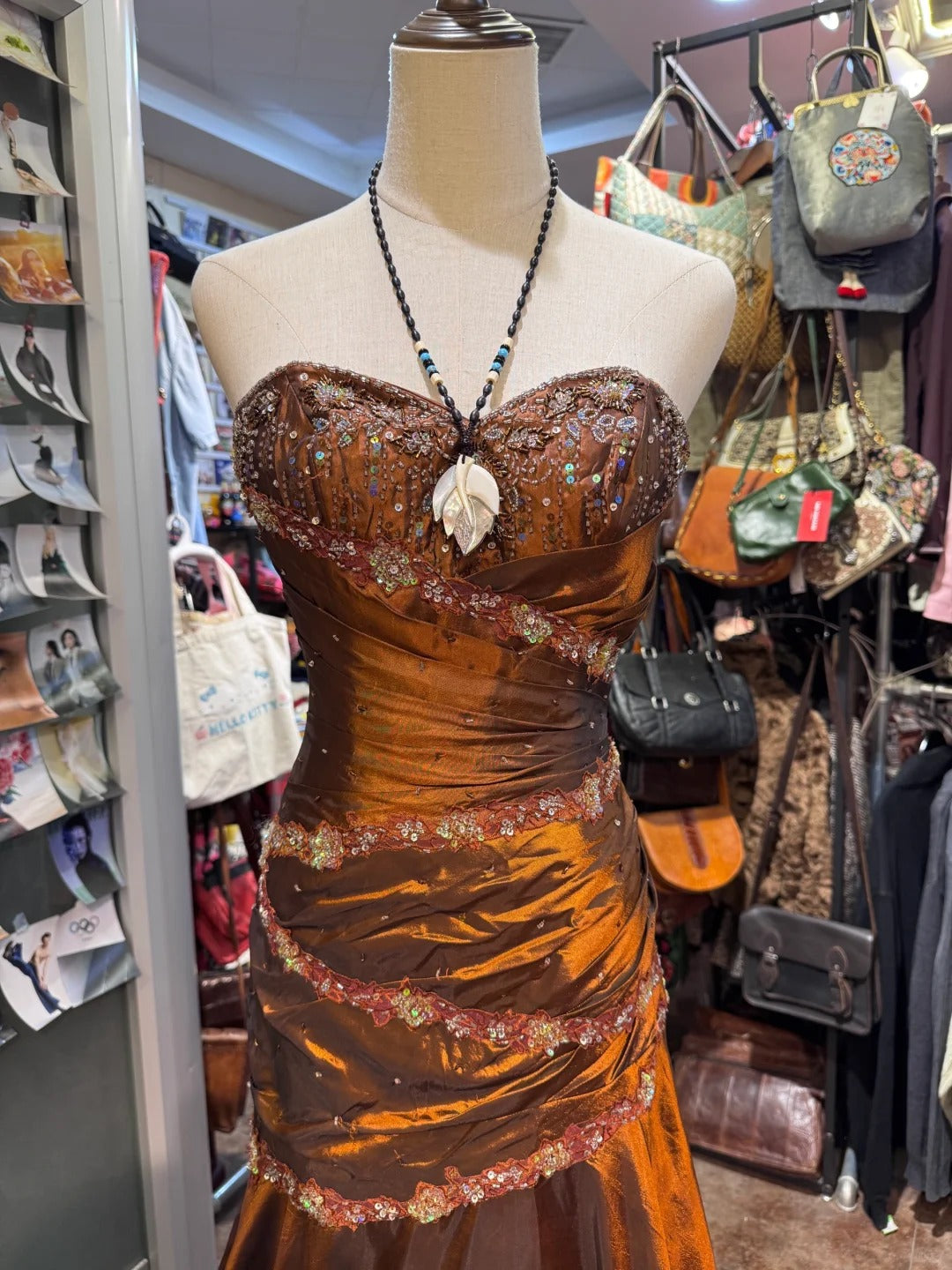 Bronze Gold Beaded Unique Fashion Retro Elegant Exquisite Long Prom Dress Evening Gown gh4215