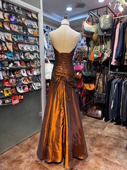 Bronze Gold Beaded Unique Fashion Retro Elegant Exquisite Long Prom Dress Evening Gown gh4215