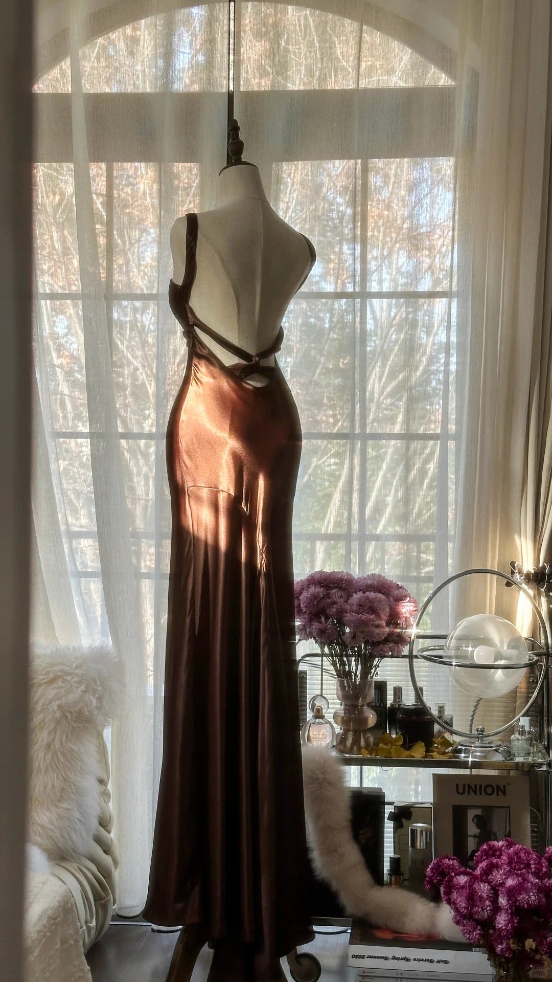 Brown Vintage Chocolate Strapless V-Neck Long Mermaid Slim Satin Ball Gown Evening Dress Birthday Party Dress Prom Dress Wedding Dress gh4097