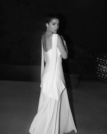 Simple Wedding Dress A line Strapless Chiffon Summer Beach White Split Wedding Dresses Bridal Gowns W0115