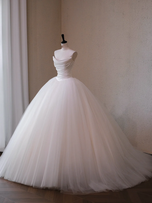 Modest Wedding Dress Ball Gown Sweetheart Tulle White Long Wedding Dresses Brides Dress Bridal Gowns W0125