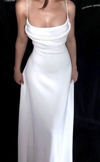 Simple Wedding Dress A line Spaghetti Straps Satin White Beach Summer Long Wedding Dresses Brides Dress Bridal Gowns W0137