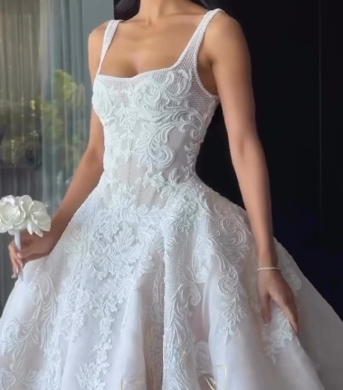 Rustic Wedding Dress Ball Gown Square Neck White Lace Tulle Long Wedding Dresses Summer Brides Dress Bridal Gowns W0143