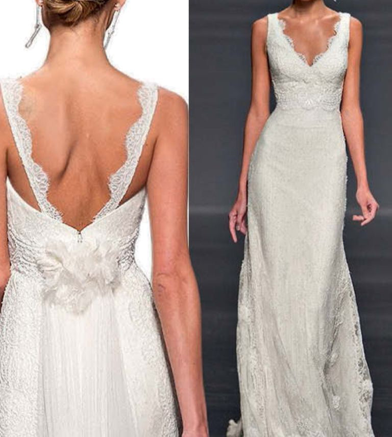 Pretty Wedding Dress Mermaid V Neck Lace Summer White Wedding Dresses Bridal Gowns W0150