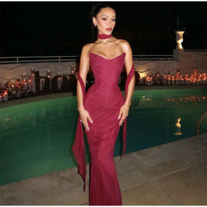 Sexy Mermaid Sweetheart Chiffon Prom Dresses Formal Summer Wedding Guest Dresses Wedding Guest Outfit W0165