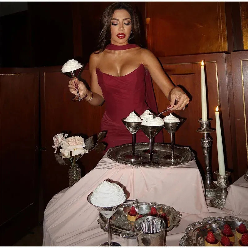 Sexy Mermaid Sweetheart Chiffon Prom Dresses Formal Summer Wedding Guest Dresses Wedding Guest Outfit W0165