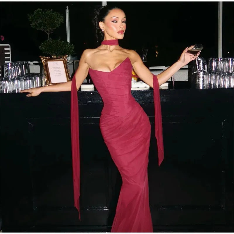 Sexy Mermaid Sweetheart Chiffon Prom Dresses Formal Summer Wedding Guest Dresses Wedding Guest Outfit W0165