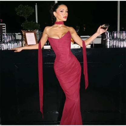 Sexy Mermaid Sweetheart Chiffon Prom Dresses Formal Summer Wedding Guest Dresses Wedding Guest Outfit W0165