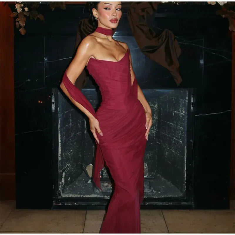 Sexy Mermaid Sweetheart Chiffon Prom Dresses Formal Summer Wedding Guest Dresses Wedding Guest Outfit W0165