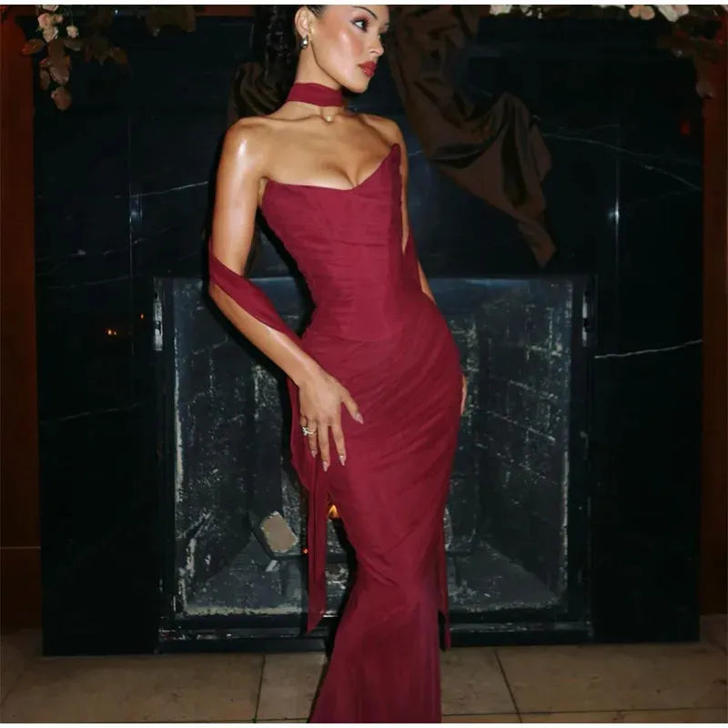 Sexy Mermaid Sweetheart Chiffon Prom Dresses Formal Summer Wedding Guest Dresses Wedding Guest Outfit W0165