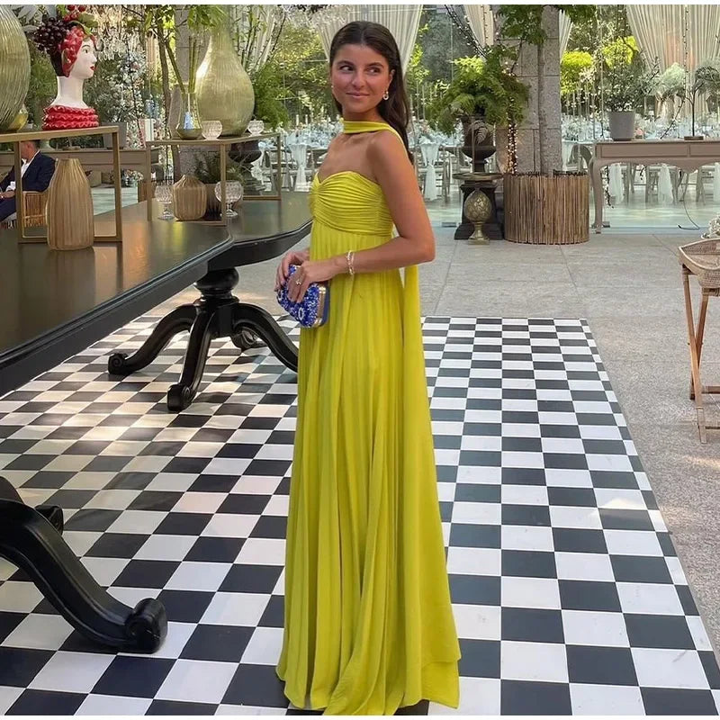 Classy A line Sweetheart Chiffon Long Prom Dresses Formal Summer Wedding Guest Dresses Wedding Guest Outfit W0252
