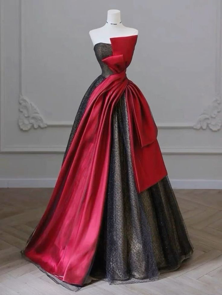 Pretty Ball Gown Strapless Red Long Quinceanera Dress Formal Gowns Vestido De 15 Anos Sweet 16 Dress W0323