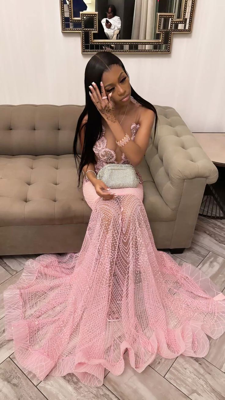 Vintage Mermaid V Neck Beads Sleeveless Long Prom Dresses Party Dress Black Girl Outfits Graduation Dresses W0420