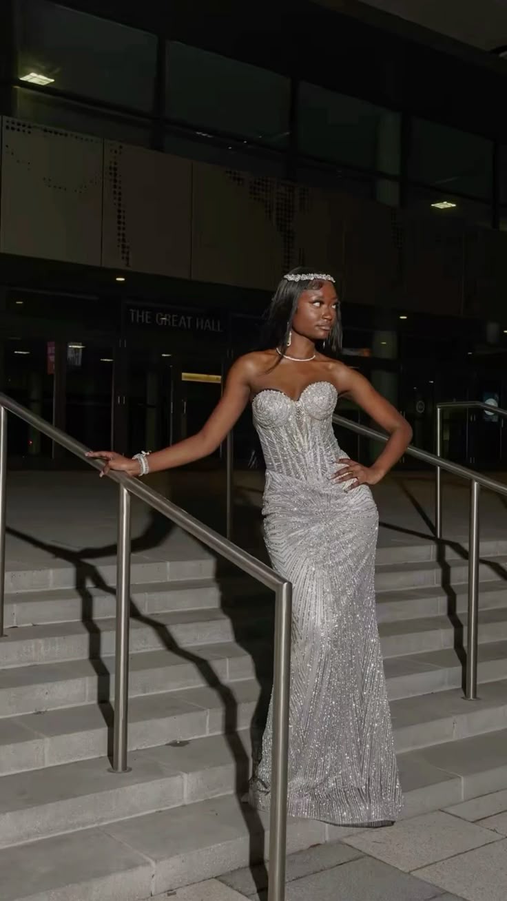 Vintage Mermaid Sweetheart Silver Sequin Sleeveless Long Prom Dresses Party Dress Black Girl Birthday Outfits Graduation Dresses W0434