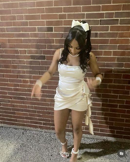 Cute Sheath Strapless Satin Short Summer Birthday Dresses Hoco Dress Mini 18th Birthday Outfit Cocktail Dresses W0460