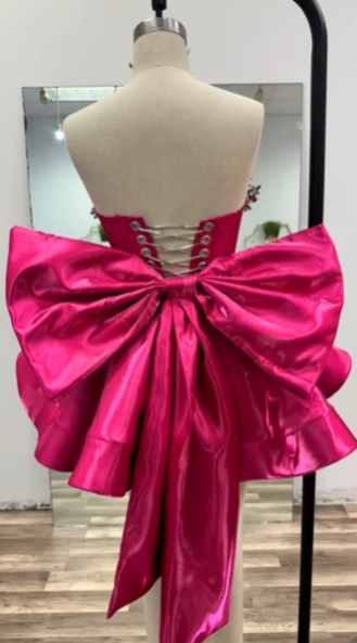 Elegant Ball Gown Strapless Black Girl Summer Birthday Dresses For Teens Pink Hoco Dress Mini 18th Birthday Outfit Cocktail Dresses W0485