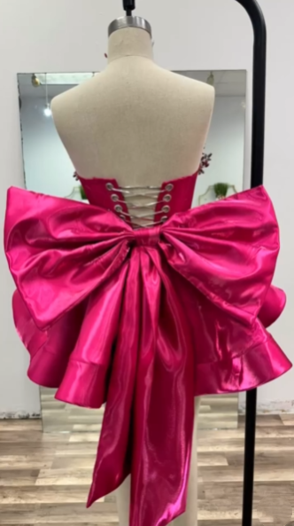 Elegant Ball Gown Strapless Black Girl Summer Birthday Dresses For Teens Pink Hoco Dress Mini 18th Birthday Outfit Cocktail Dresses W0485