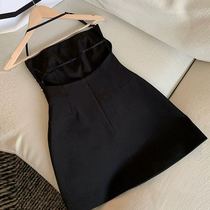 Pretty A line Spaghetti Straps Black Silver Beads Summer 16th Birthday Dresses For Teens Hoco Dress Mini 18th Gold Birthday Outfit Cocktail Dresses For Women W0537
