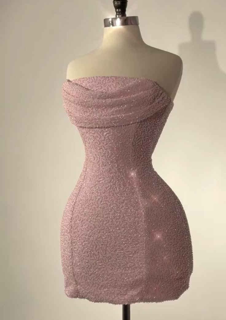 Pretty Sheath Strapless Pink Sequin Summer 16th Birthday Dresses For Teens Hoco Dress Mini 18th Birthday Outfit Cocktail Dresses For Women W0543