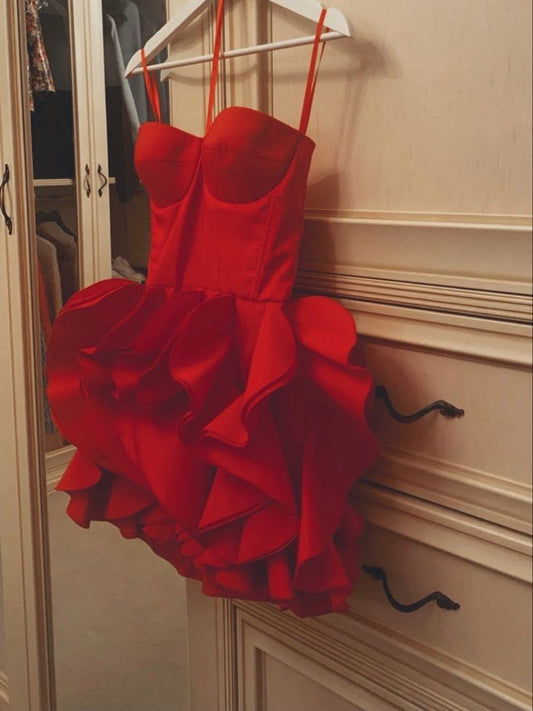 Cute Sheath Sweetheart Red Short Homecoming Dress Summer Middle School Formal Hoco Dresses Cocktail Dress Birthday Outfits W0575