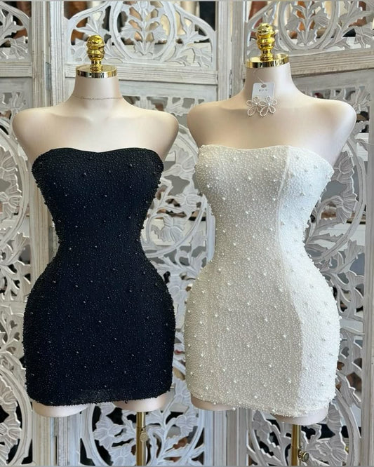 Cute Sheath Strapless Sequin Short Summer 18th Birthday Dresses Hoco Dress Mini 21st Birthday Outfit Cocktail Dresses W0583