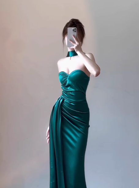 Classy Sheath Sweetheart Slit Satin Ruffles Long Prom Dresses Formal Gown Summer Wedding Guest Dresses Wedding Guest Outfit W0714
