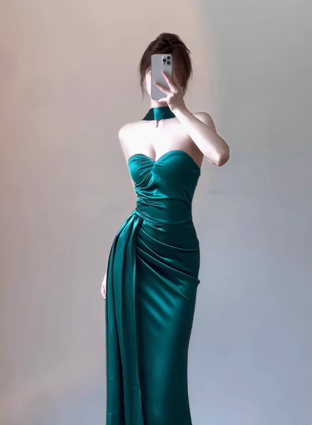 Classy Sheath Sweetheart Slit Satin Ruffles Long Prom Dresses Formal Gown Summer Wedding Guest Dresses Wedding Guest Outfit W0714