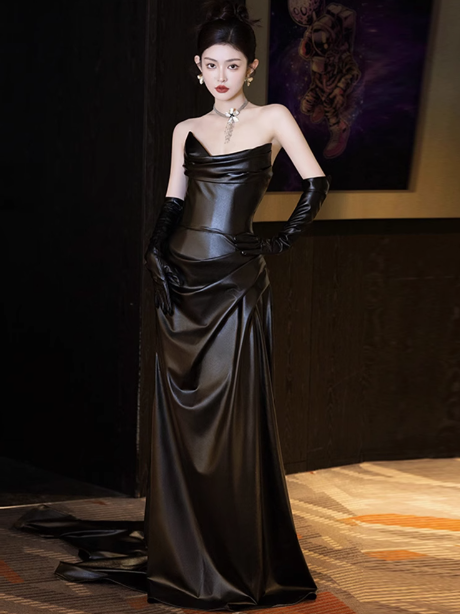 Modest Mermaid Sweetheart Black Formal Gown 20th Birthday Dress Prom Dresses 18th Birthday Outfits W0736