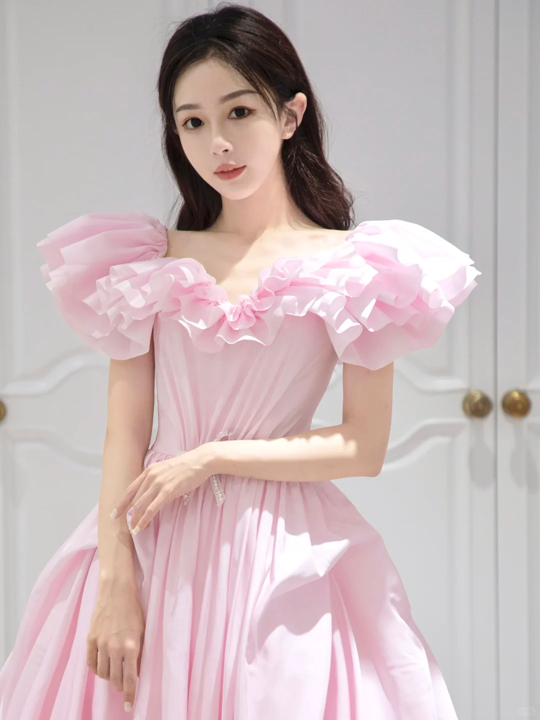 Pretty Ball Gown Sweetheart Satin Pink Long Quinceanera Dress Formal Gowns Vestido De 15 Anos Sweet 16 Dress W0737