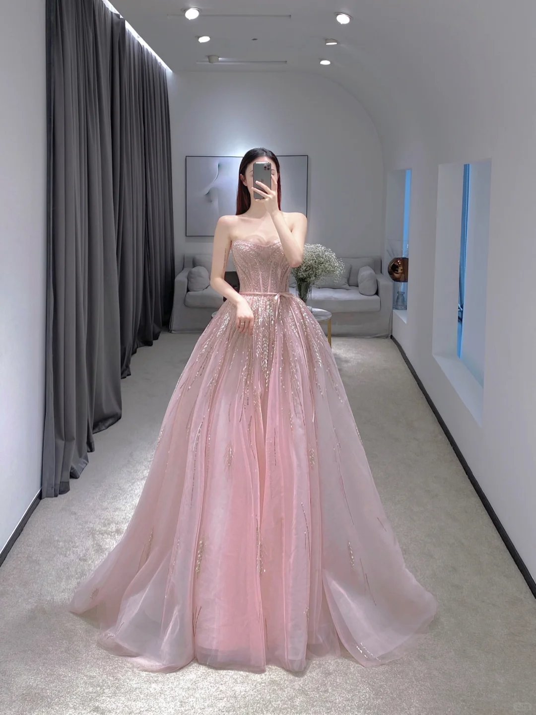 Pretty Ball Gown Sweetheart Tulle Pink Long Quinceanera Dress Formal Gowns Vestido De 15 Anos Sweet 16 Dress W0738