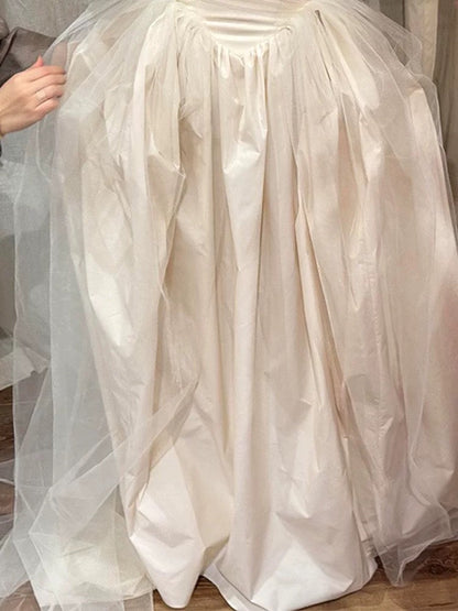 Vintage Wedding Dress Ball Gown Strapless Ivory Summer Long Wedding Dresses Bridal Gowns W0764