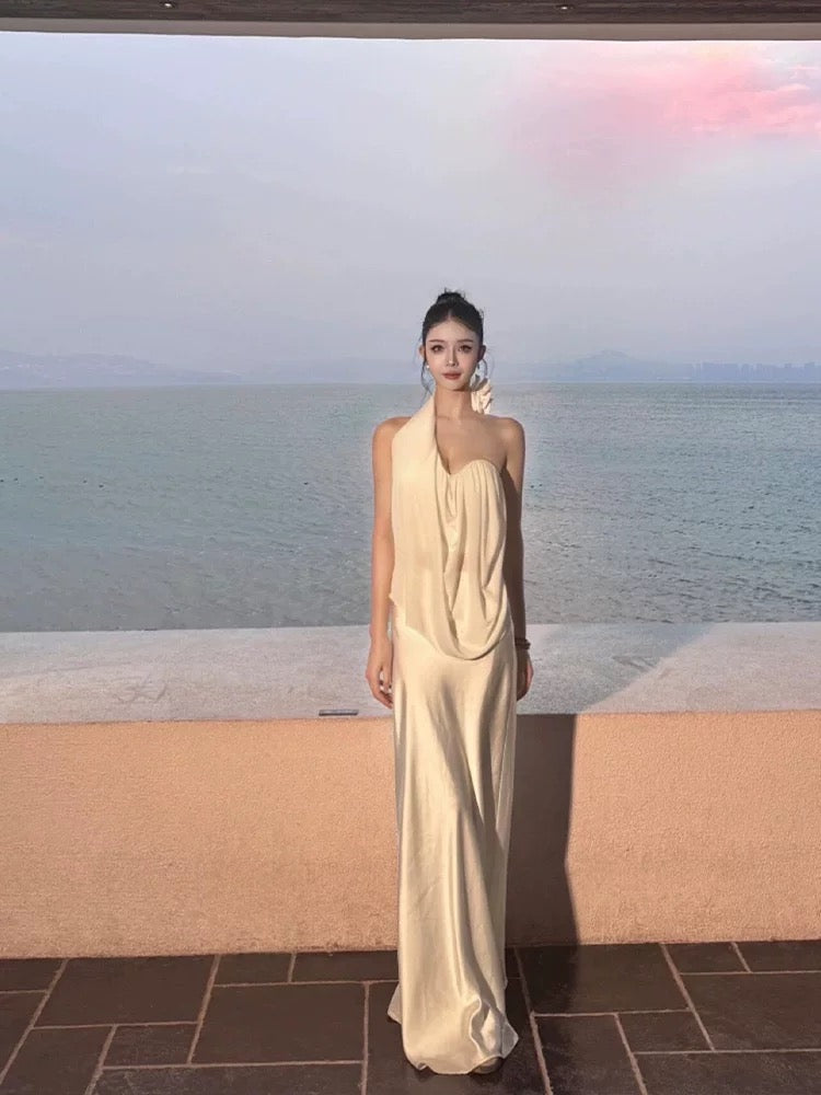 Vintage Wedding Dress Sheath One Shoulder White Summer Beach Long Wedding Dresses Bridal Gowns W0772