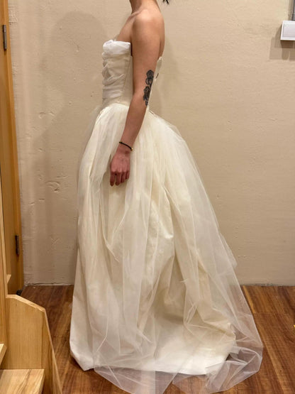 Vintage Wedding Dress A line Strapless Ivory Summer Beach Long Wedding Dresses Bridal Gowns W0787