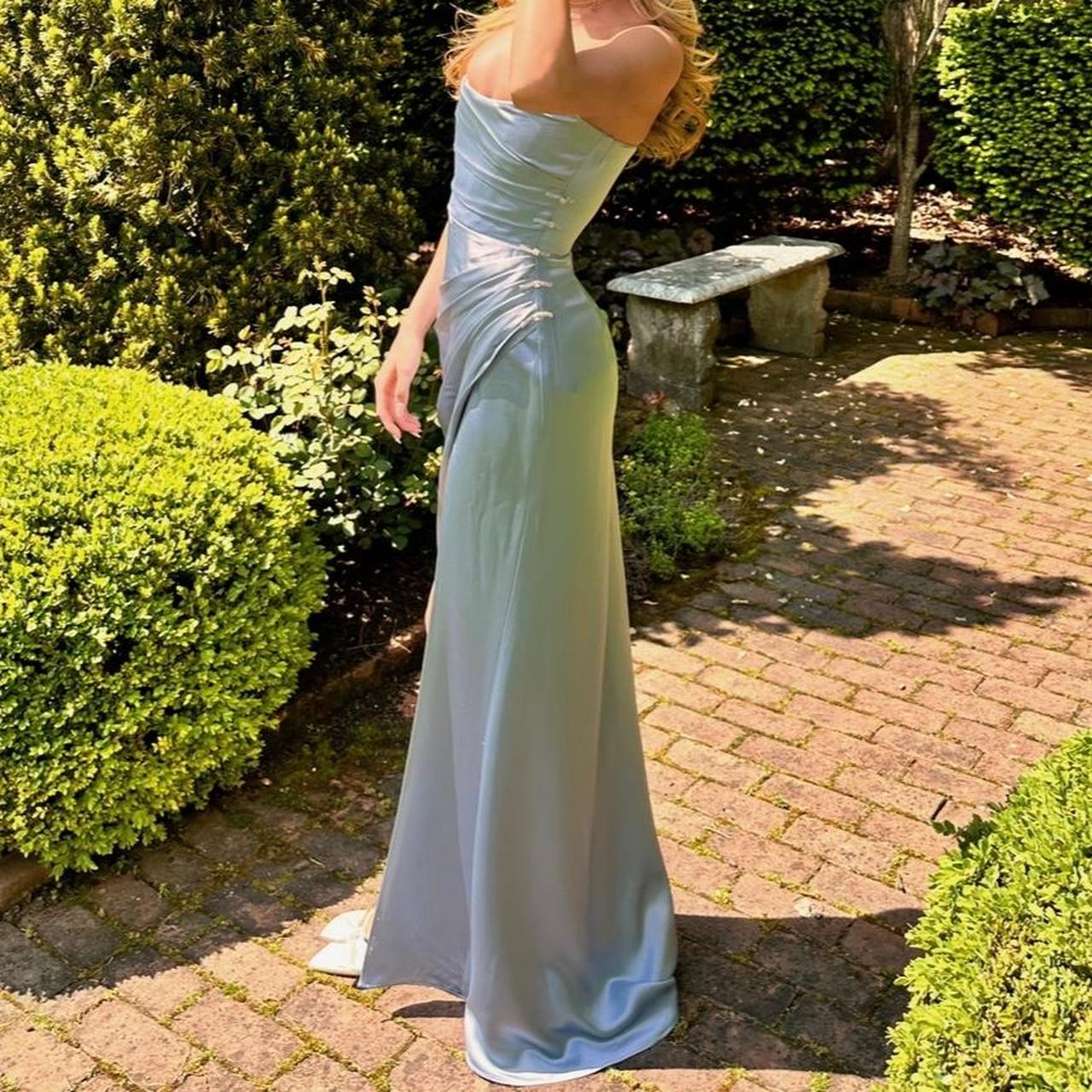 Elegant Mermaid Strapless Light Sky Blue Satin Long Prom Dresses Party Dress Summer 20th Birthday Outfits Birthday Dresses W1005