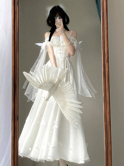 Vintage A Line Spaghetti Straps Summer Holiday Dresses 16th Birthday Dress Lolita Dress White Birthday Outfits W1013