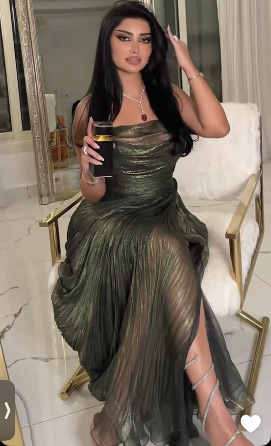 Classy A line Spaghetti Straps Formal Long Prom Gown Summer Wedding Guest Dress Bridal Guest Dresses Wedding Outfits For Guest W1099