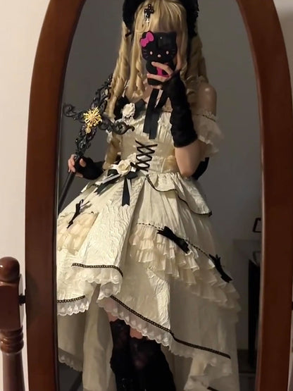 Vintage Ball Gown Off The Shoulder Lace Summer 18th Birthday Dress With Sleeves Lolita Dresses Birthday Outfits W1118