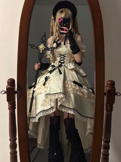 Vintage Ball Gown Off The Shoulder Lace Summer 18th Birthday Dress With Sleeves Lolita Dresses Birthday Outfits W1118