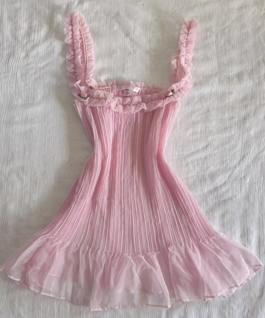 Pretty A line Spaghetti Straps Pink Chiffon Short Mini Formal 8th Grade Homecoming Dress Summer Middle School Hoco Dresses Birthday Outfits W1169