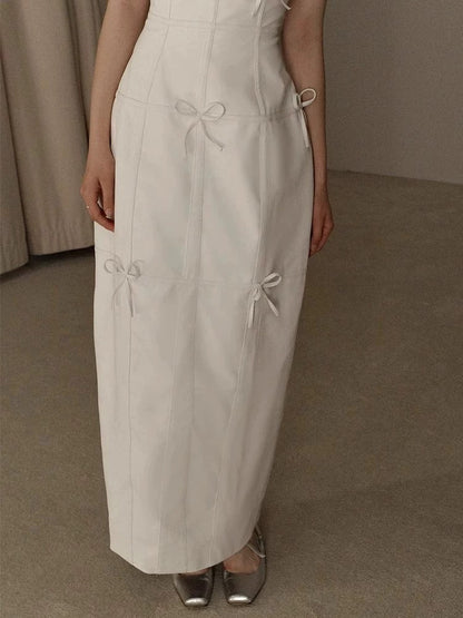 Vintage Wedding Dress Sheath Strapless Ivory Bow-knot Summer Beach Long Wedding Dresses Bridal Gowns W0799