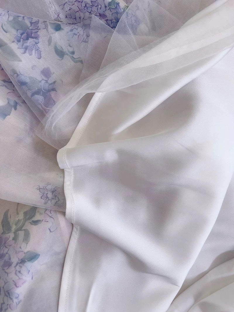 Vintage A line Straps Lilac Floral Chiffon Long Evening Party Gowns Evening Formal Dresses Prom Dress W821