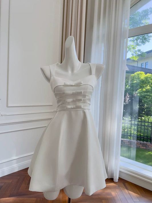 Pretty A line Straps White Summer 16th Birthday Dresses For Teens Hoco Dress Mini 18th Birthday Outfit Cocktail Dresses For Women W824