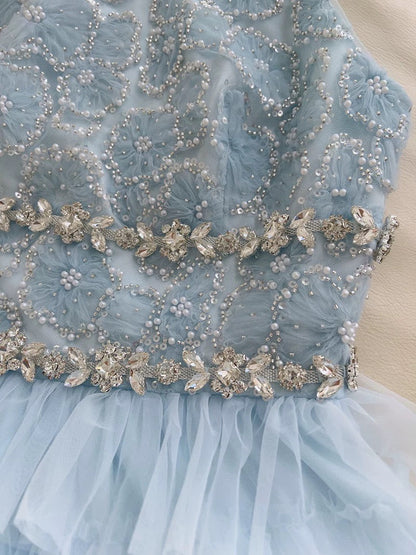 Pretty A line Scoop Light Sky Blue Summer 16th Birthday Dresses For Teens Hoco Dress Mini 18th Birthday Outfit Cocktail Dresses For Women W825