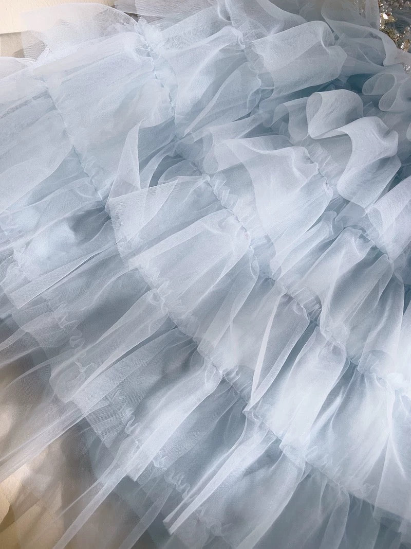 Pretty A line Scoop Light Sky Blue Summer 16th Birthday Dresses For Teens Hoco Dress Mini 18th Birthday Outfit Cocktail Dresses For Women W825