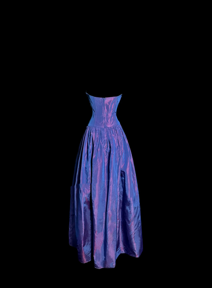 Classy Ball Gown Strapless Grape Taffeta Long Prom Dresses Party Dress Birthday Outfits Graduation Dresses W837