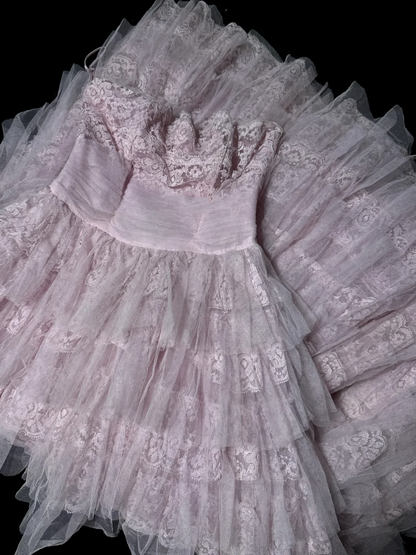 Pretty Ball Gown Strapless Tulle Light Pink Long Quinceanera Dress Formal Gowns Vestido De 15 Anos Sweet 16 Dress W839