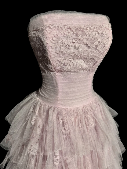 Pretty Ball Gown Strapless Tulle Light Pink Long Quinceanera Dress Formal Gowns Vestido De 15 Anos Sweet 16 Dress W839
