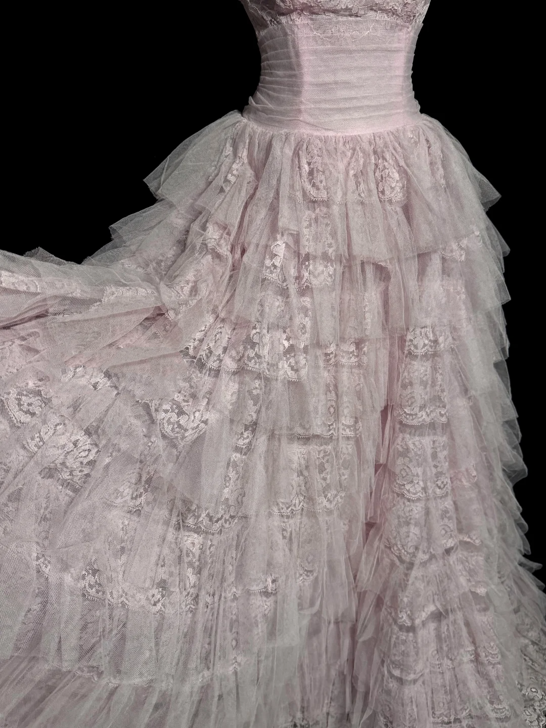 Pretty Ball Gown Strapless Tulle Light Pink Long Quinceanera Dress Formal Gowns Vestido De 15 Anos Sweet 16 Dress W839