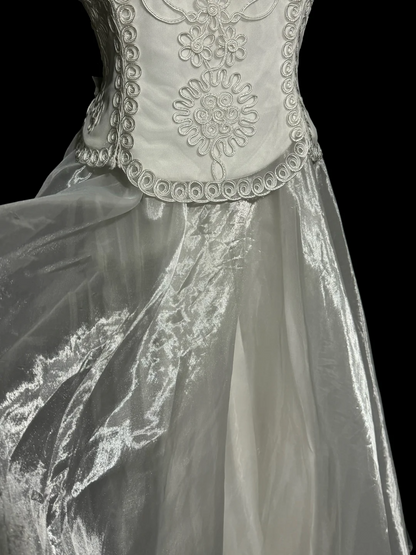 Vintage Bridal Gown 1960s Ball Gown Halter White Sleeveless Lace Long Wedding Dresses Elegant Bridal Gowns W840